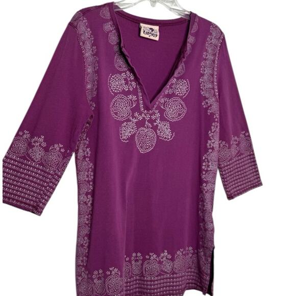 Vintage Lucky Brand Purple Boho Hippie Blouse Top Tunic Size Medium - Picture 2 of 11